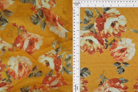 1 Yard Chiffon Flat Swiss Dot Floral Fabric, 57/58? Wide 100% Polyester