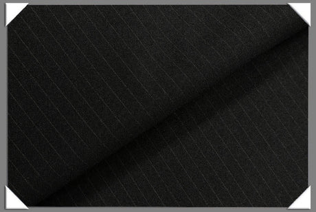 Black Vegan 1/4" Stripe Polyester Fabric - Black Stripe, 60" Width (1 Yard)