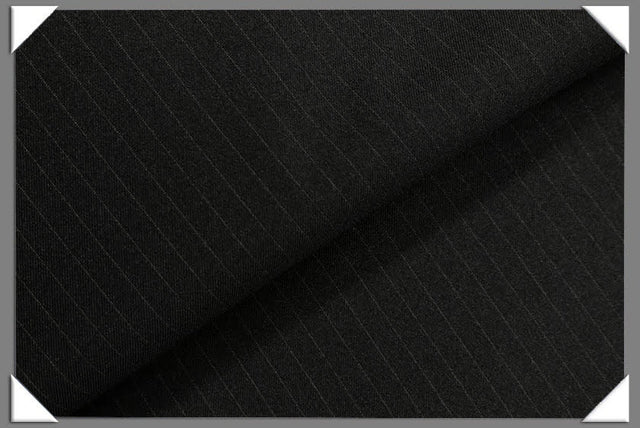 Black Vegan 1/4" Stripe Polyester Fabric - Black Stripe, 60" Width (1 Yard)