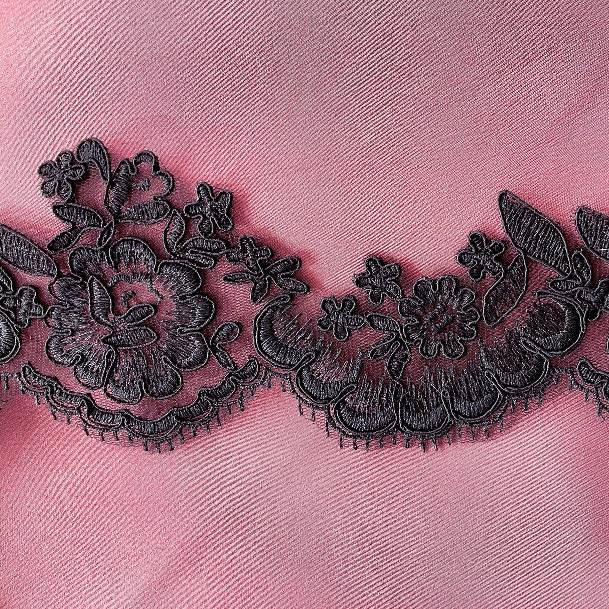 Corded Lace Trimming Embroidered On 100 Percent Polyester Net Mesh Fabric - Black, Gold Antique, Gold Metallic, Ivory With Silver Cording, Ivory, Red, Silver Metallic, White With Silver Cording, White, 3.5" Width (1 Yard)