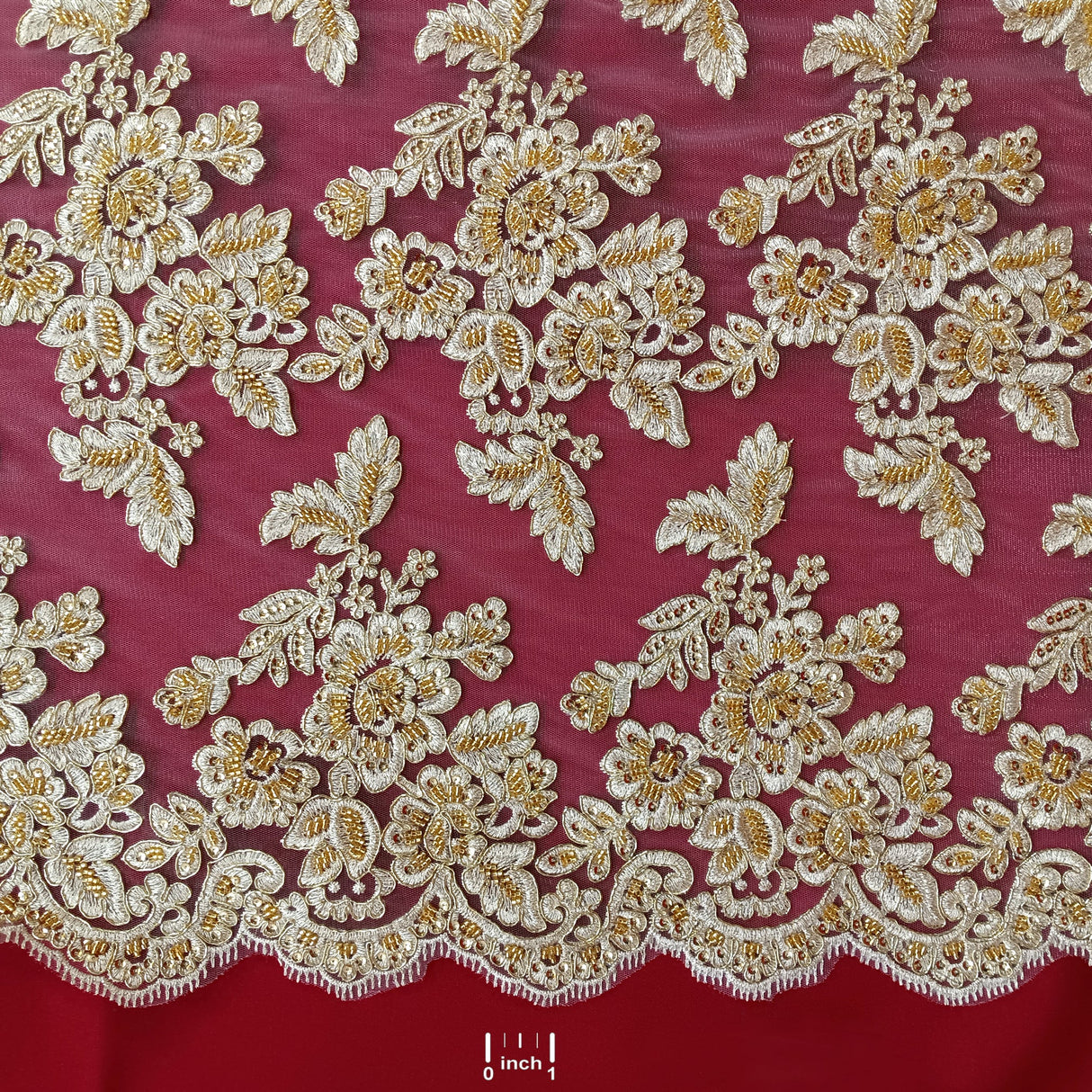 Beaded Corded Bridal Lace Fabric