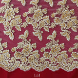 Beaded Corded Bridal Lace Fabric