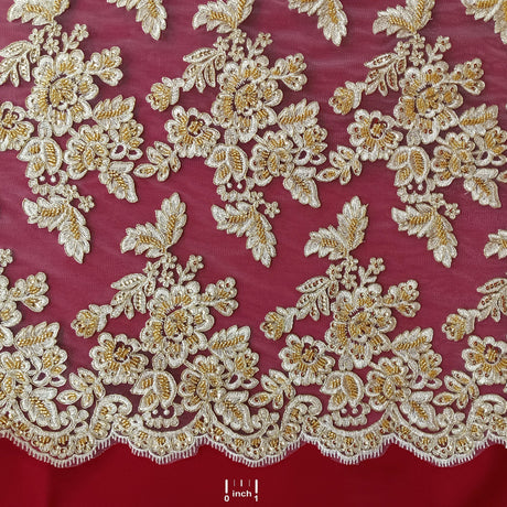 Beaded Corded Bridal Lace Fabric 51" Wide