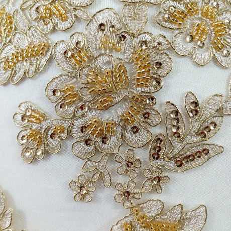 Beaded Corded Bridal Lace Fabric