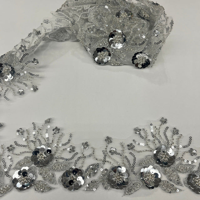 Beaded Corded Floral Lace Trim