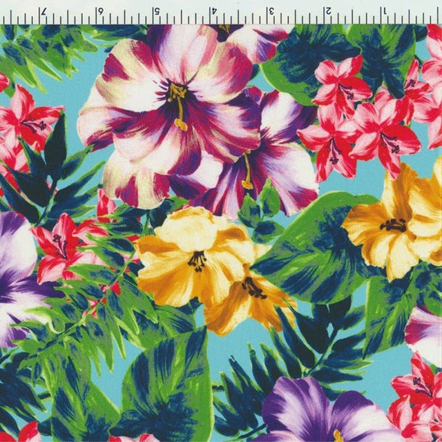 Printed Spandex Hibiscus Rosella Swimwear