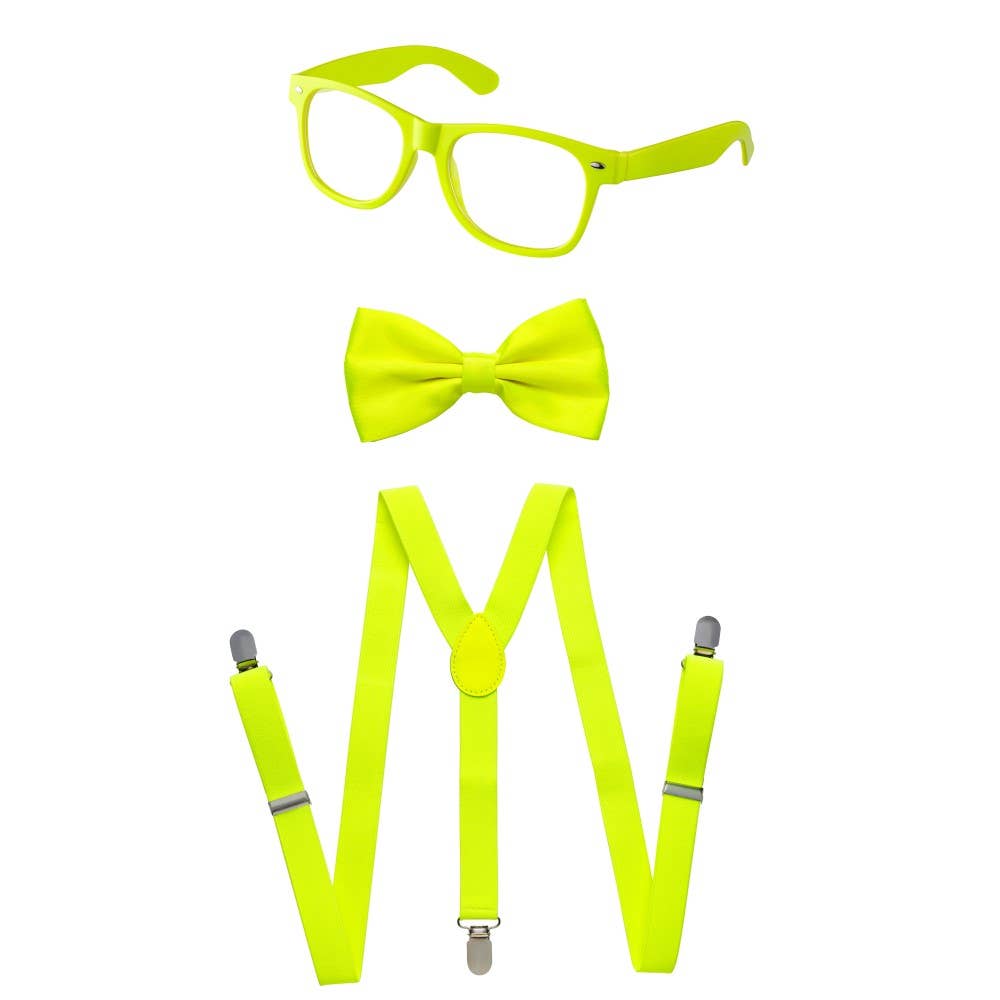 Kids Neon Suspender, Bowtie Accessory Set