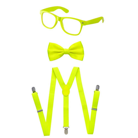 Kids Neon Suspender, Bowtie Accessory Set