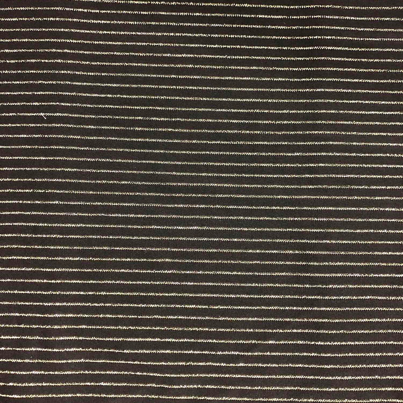 1 Yard Lurex Horizontal Stripe Knit Fabric 180 GSM, 58/60'' Wide Polyester Lurex Spandex Blend