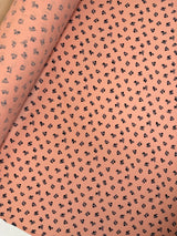 Wool Sateen Abstract Print Black Pink