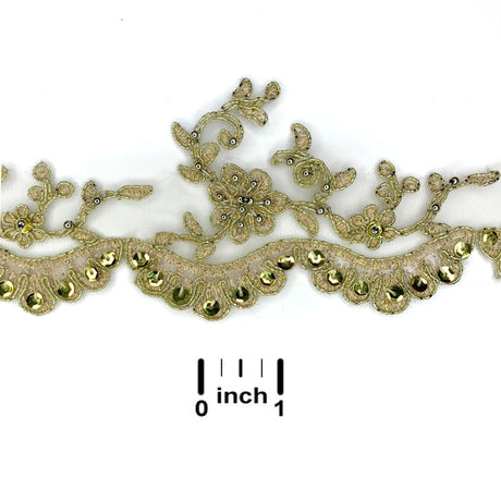 Beaded Corded Lace Trimming 3.25"