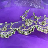 Beaded Corded Lace Trimming Polyester Fabric - Embroidered, 3.25" Width, Multiple Colors (1 Yard)