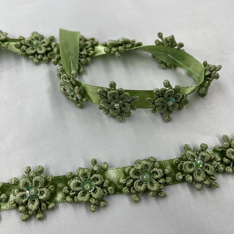 Beaded 3D Guipure Floral Lace Trim 1"
