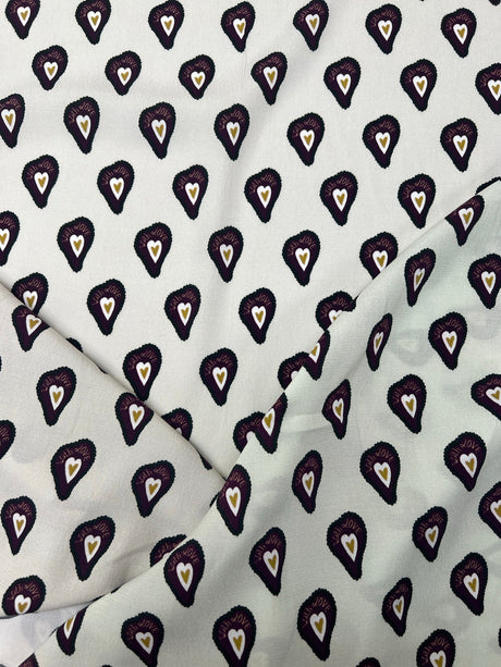 Viscose Crepe Printed Purple Beige Fabric