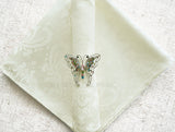 Cloth Dinner Napkin Floral Damask Jacquard Polyester 20x20 Ivory