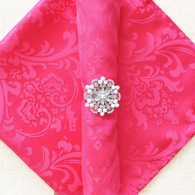 10 Piece Pack Floral Damask Jacquard Polyester Napkins (240 GSM)