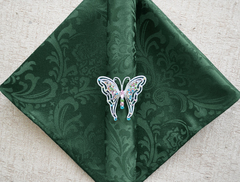 Cloth Dinner Napkin Floral Damask Jacquard Polyester 20x20 Hunter Green/Holly Green