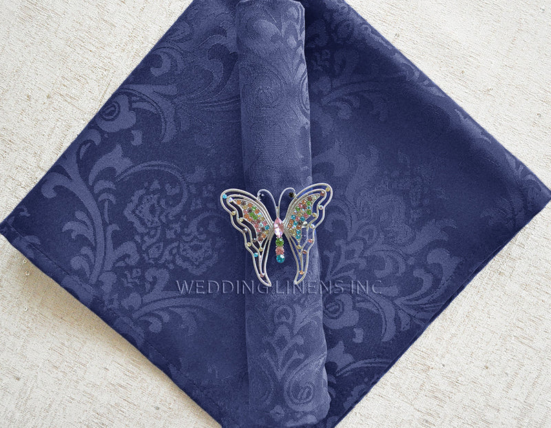 Jacquard Polyester Dinner Napkins 20x20 Navy Blue