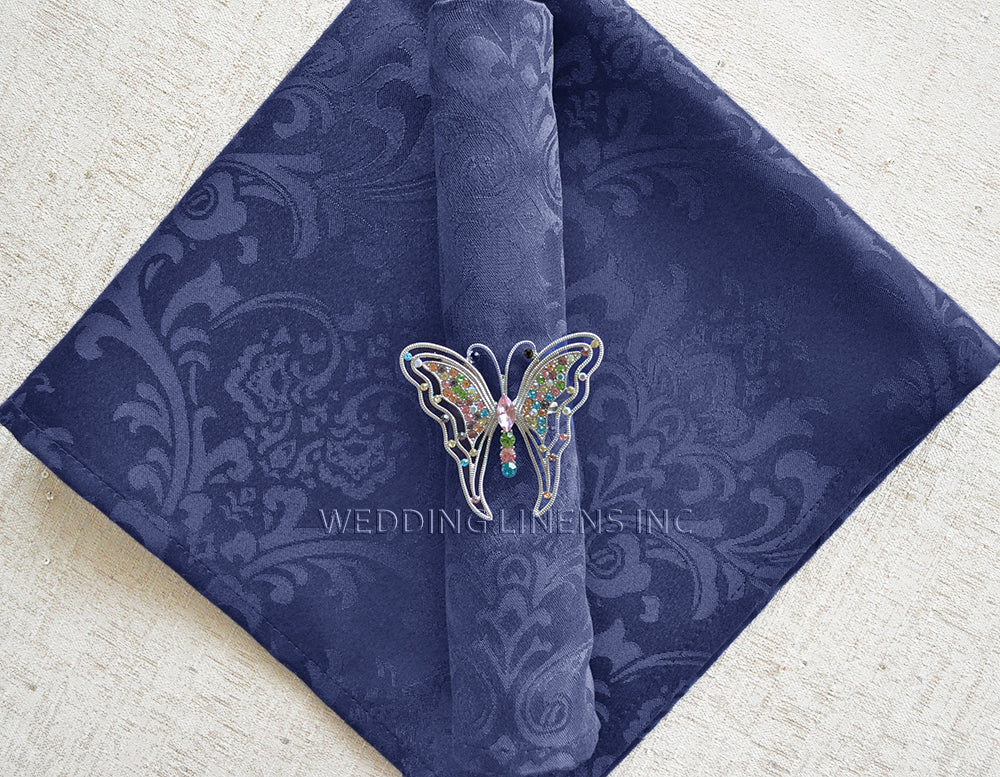 Jacquard Polyester Dinner Napkins 20x20 Navy Blue