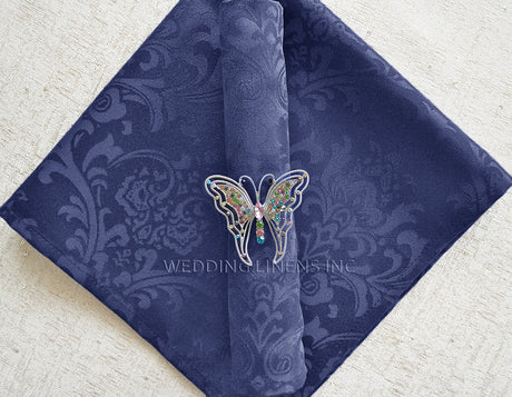 Jacquard Polyester Dinner Napkins 20x20 Navy Blue