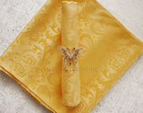 Floral Damask Jacquard Polyester Dinner Napkin 20x20 Gold