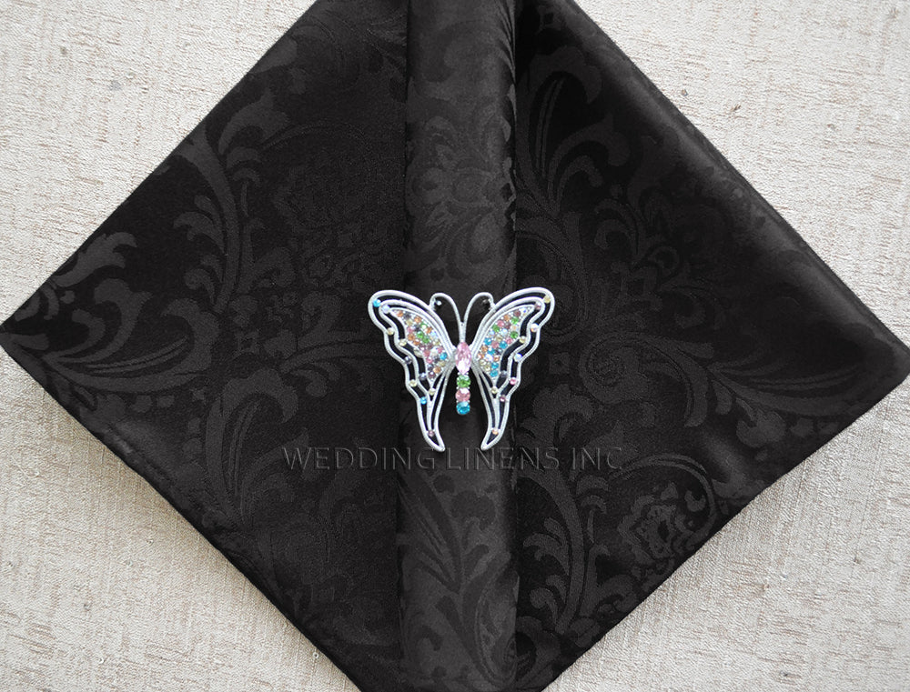 Sample Cloth Dinner Napkin Floral Damask Jacquard Polyester 20x20 Black