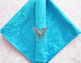 Cloth Dinner Napkin Floral Damask Jacquard Polyester 20x20 Turquoise