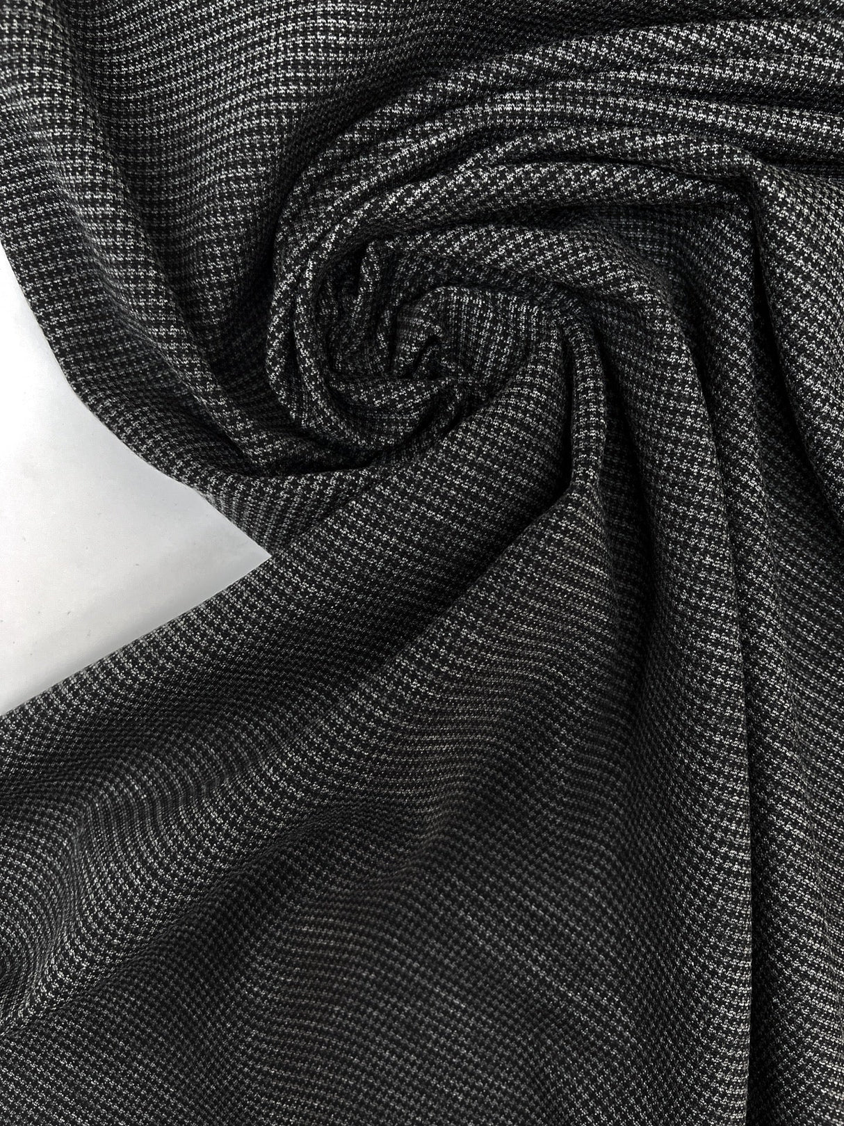 Cotton Blend Knitted Checked Gray Black Fabric