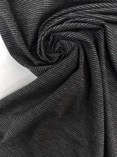 Cotton Blend Knitted Checked Gray Black Fabric