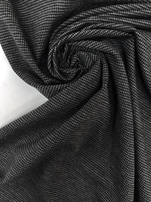 Cotton Blend Knitted Checked Gray Black Fabric
