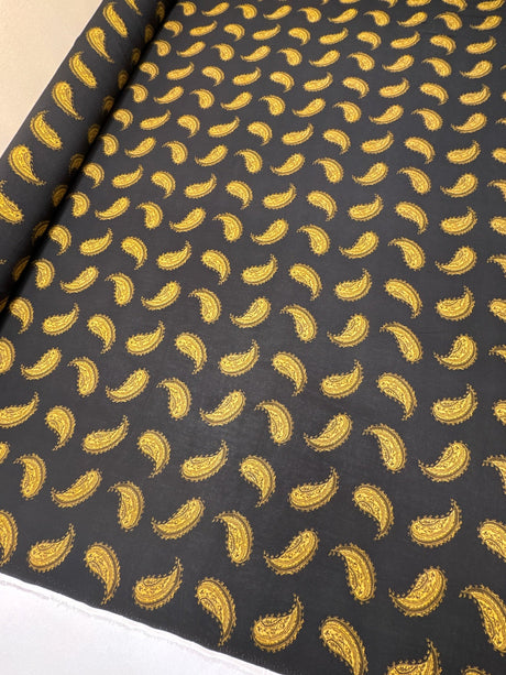 Viscose Paisley Print Lightweight Black