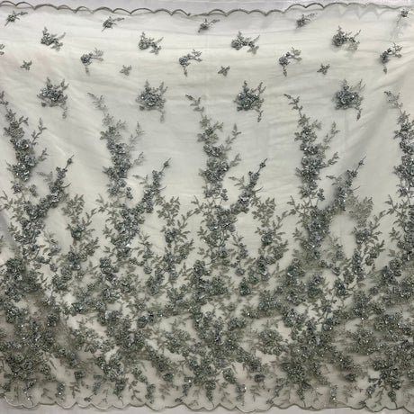 Beaded 3D Floral Lace Sage
