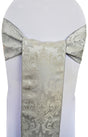 Floral Damask Jacquard Polyester Chair Sash Sample 7.5x108 Silver