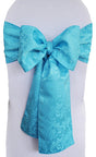 Chair Sash Floral Damask Jacquard Polyester Turquoise