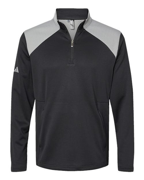 Adidas Men's Textured Mixed Media Quarter-Zip Pullover