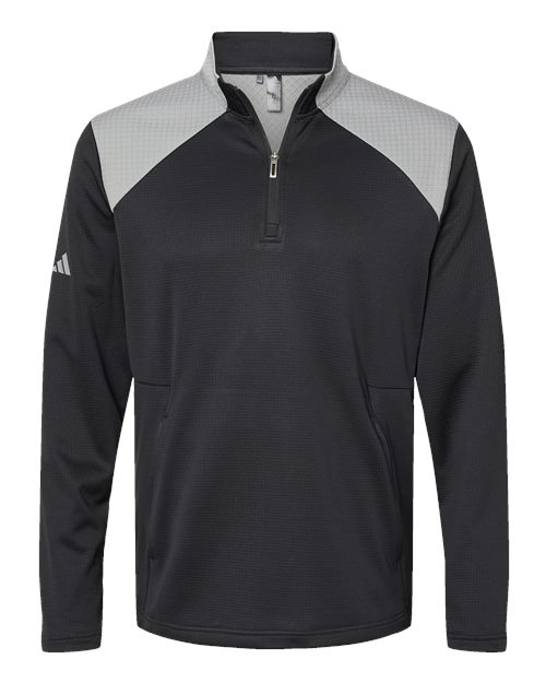 Adidas Men's Textured Mixed Media Quarter-Zip Pullover