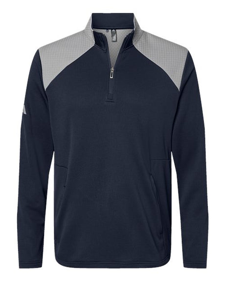 Adidas Men's Textured Mixed Media Quarter-Zip Pullover