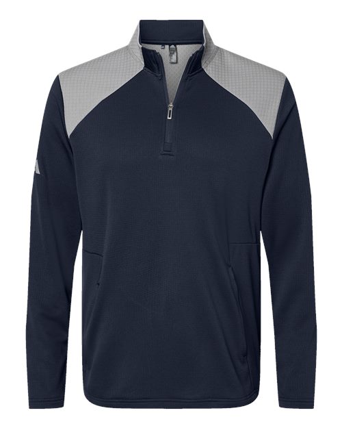 Textured Mixed Media Quarter-Zip Pullover