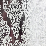 1 Yard Ivory Beaded and Corded Lace Fabric Embroidered on Polyester Net Mesh 51 Inch Width