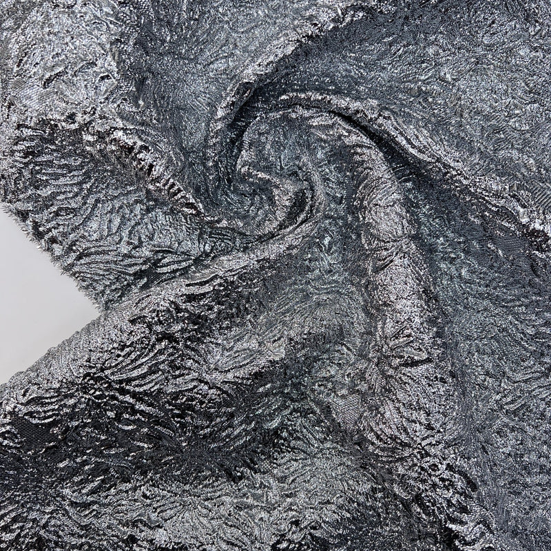 Silk Jacquard Lurex Fabric Silver