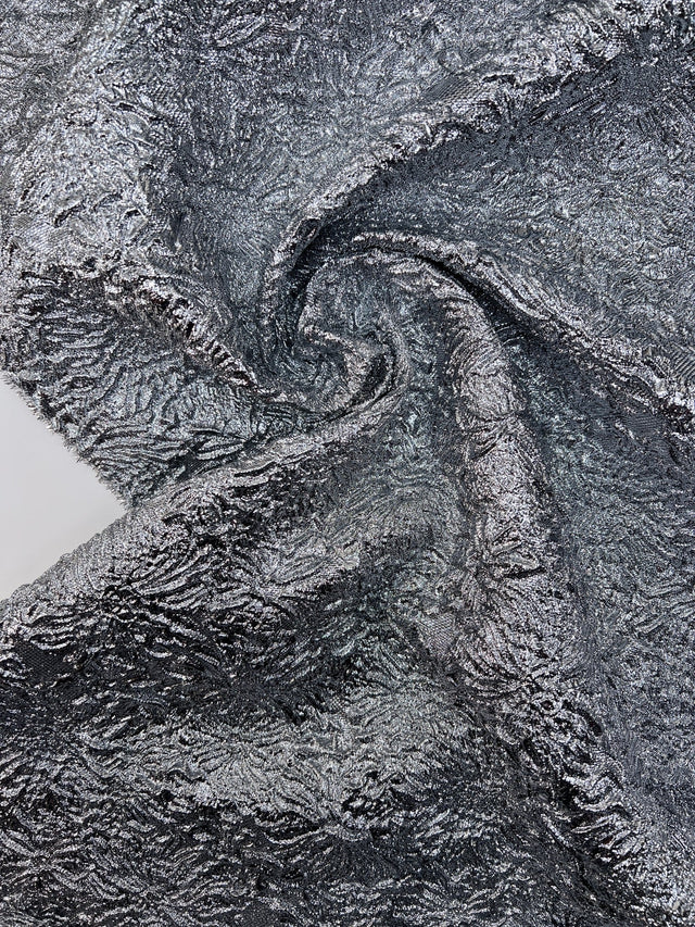 Silk Jacquard Lurex Fabric Silver
