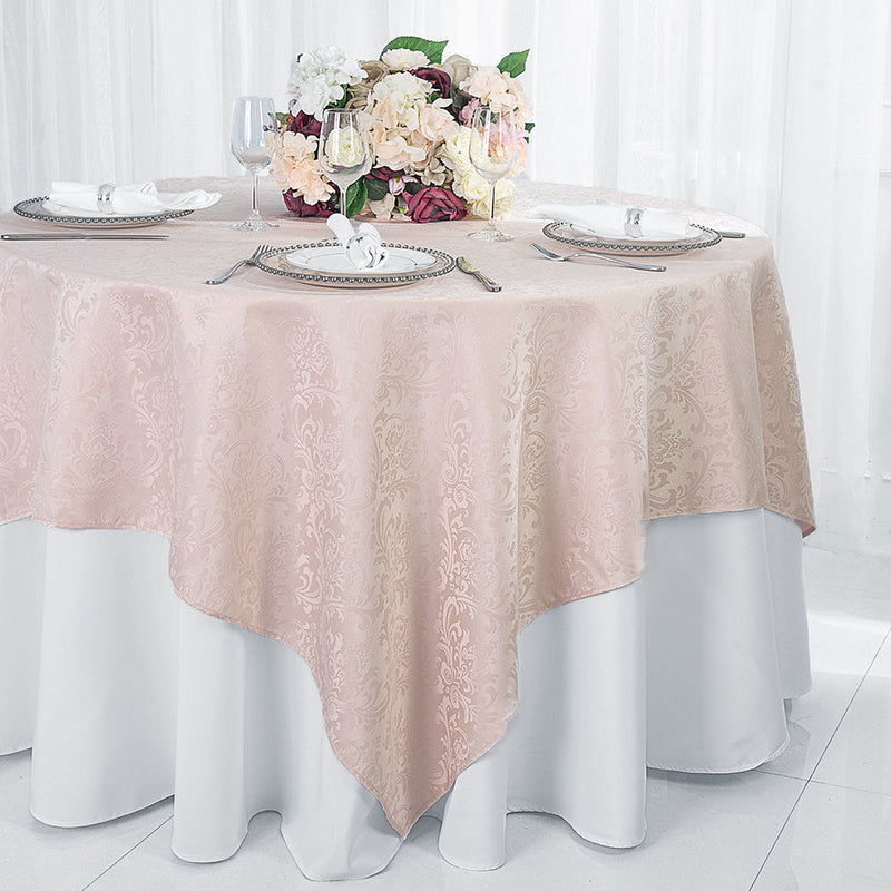 Square Polyester Table Overlay 72x72 Blush Pink