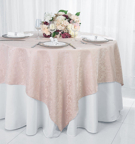 Square Polyester Table Overlay 72x72 Blush Pink