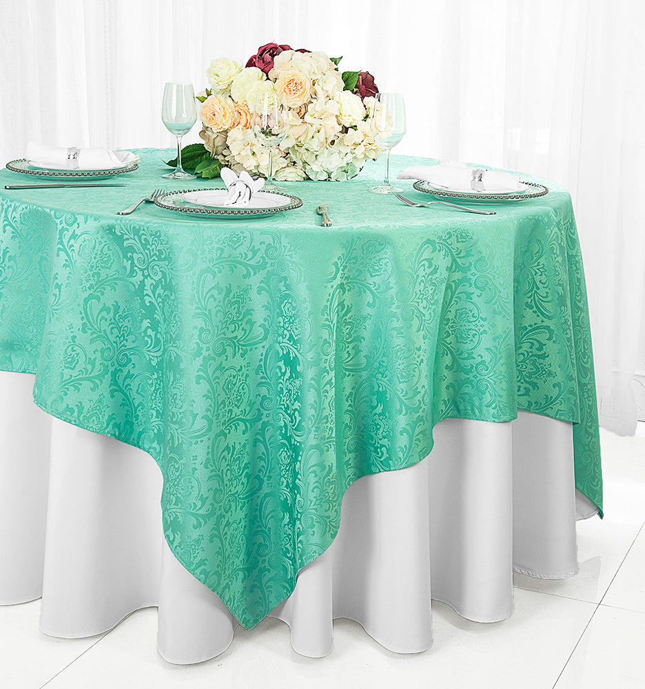 Square Floral Damask Jacquard Table Overlay 240 GSM