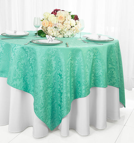 Square Polyester Table Overlay 72x72 Tiff Blue/Aqua Blue