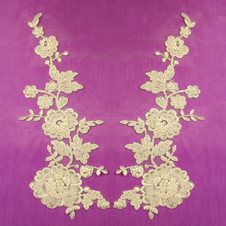 Beaded Corded Floral Lace Applique