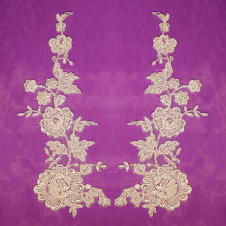 Beaded Corded Floral Lace Applique