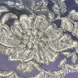 Beaded Floral Lace Trim White