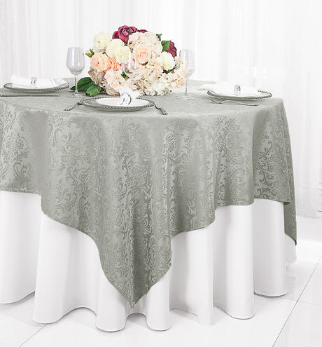 Square Floral Damask Jacquard Table Overlay 240 GSM