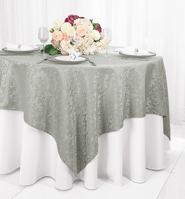 Square Polyester Table Overlay 72x72 Silver